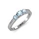 4 - Ayaka Aquamarine Three Stone with Side Diamond Ring 