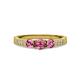3 - Ayaka Pink Tourmaline Three Stone with Side Diamond Ring 