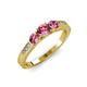 4 - Ayaka Pink Tourmaline Three Stone with Side Diamond Ring 