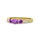1 - Ayaka Amethyst Three Stone with Side Diamond Ring 