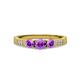 3 - Ayaka Amethyst Three Stone with Side Diamond Ring 
