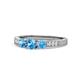 1 - Ayaka Blue Topaz Three Stone with Side Diamond Ring 