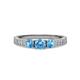 3 - Ayaka Blue Topaz Three Stone with Side Diamond Ring 