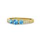 1 - Ayaka Blue Topaz Three Stone with Side Diamond Ring 