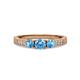 3 - Ayaka Blue Topaz Three Stone with Side Diamond Ring 