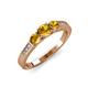4 - Ayaka Citrine Three Stone with Side Diamond Ring 