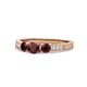 1 - Ayaka Red Garnet Three Stone with Side Diamond Ring 
