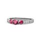 1 - Ayaka Rhodolite Garnet Three Stone with Side Diamond Ring 