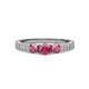 3 - Ayaka Rhodolite Garnet Three Stone with Side Diamond Ring 