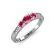 4 - Ayaka Rhodolite Garnet Three Stone with Side Diamond Ring 