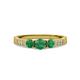 3 - Ayaka Emerald Three Stone with Side Diamond Ring 