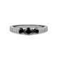 3 - Ayaka Black Diamond Three Stone with Side Diamond Ring 