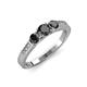 4 - Ayaka Black Diamond Three Stone with Side Diamond Ring 