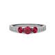 3 - Ayaka Ruby Three Stone with Side Diamond Ring 