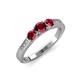 4 - Ayaka Ruby Three Stone with Side Diamond Ring 