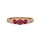 3 - Ayaka Ruby Three Stone with Side Diamond Ring 