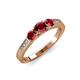 4 - Ayaka Ruby Three Stone with Side Diamond Ring 