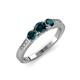 4 - Ayaka London Blue Topaz Three Stone with Side Diamond Ring 