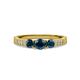 3 - Ayaka Blue Diamond Three Stone with Side Diamond Ring 
