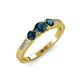 4 - Ayaka Blue Diamond Three Stone with Side Diamond Ring 