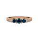 3 - Ayaka Blue Diamond Three Stone with Side Diamond Ring 