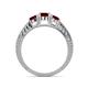 5 - Ayaka Red Garnet Three Stone with Side Diamond Ring 