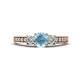 1 - Valene Aquamarine and Lab Grown Diamond Three Stone Engagement Ring 