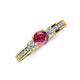 3 - Valene Pink Tourmaline and Lab Grown Diamond Three Stone Engagement Ring 