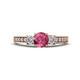 1 - Valene Pink Tourmaline and Lab Grown Diamond Three Stone Engagement Ring 