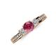 3 - Valene Pink Tourmaline and Lab Grown Diamond Three Stone Engagement Ring 