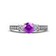 1 - Valene Amethyst and Lab Grown Diamond Three Stone Engagement Ring 