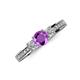 3 - Valene Amethyst and Lab Grown Diamond Three Stone Engagement Ring 
