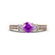 1 - Valene Amethyst and Lab Grown Diamond Three Stone Engagement Ring 