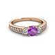 2 - Valene Amethyst and Lab Grown Diamond Three Stone Engagement Ring 