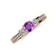 3 - Valene Amethyst and Lab Grown Diamond Three Stone Engagement Ring 