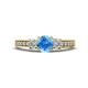 1 - Valene Blue Topaz and Lab Grown Diamond Three Stone Engagement Ring 