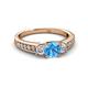 2 - Valene Blue Topaz and Lab Grown Diamond Three Stone Engagement Ring 