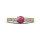 1 - Valene Rhodolite Garnet and Lab Grown Diamond Three Stone Engagement Ring 