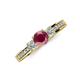 3 - Valene Rhodolite Garnet and Lab Grown Diamond Three Stone Engagement Ring 