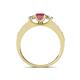 4 - Valene Rhodolite Garnet and Lab Grown Diamond Three Stone Engagement Ring 