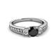 2 - Valene Black and White Lab Grown Diamond Three Stone Engagement Ring 