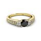 2 - Valene Black and White Lab Grown Diamond Three Stone Engagement Ring 