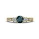 1 - Valene London Blue Topaz and Lab Grown Diamond Three Stone Engagement Ring 