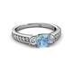 2 - Valene Aquamarine and Lab Grown Diamond Three Stone Engagement Ring 