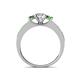 5 - Valene Diamond and Green Garnet Three Stone with Side Green Garnet Ring 