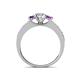 5 - Valene Diamond and Amethyst Three Stone with Side Amethyst Ring 