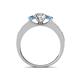 5 - Valene Diamond and Blue Topaz Three Stone with Side Blue Topaz Ring 