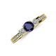 3 - Valene Blue Sapphire and Lab Grown Diamond Three Stone Engagement Ring 