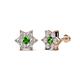 1 - Amora Green Garnet and Lab Grown Diamond Flower Earrings 