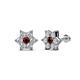 1 - Amora Red Garnet and Lab Grown Diamond Flower Earrings 